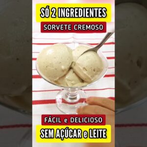 Sorvete CREMOSO com 2 INGREDIENTES - SEM AÇÚCAR, Sem Leite, Fácil e Delicioso!