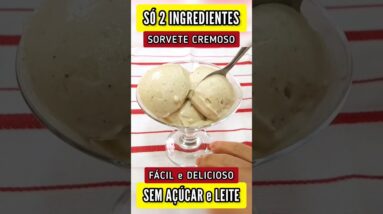 Sorvete CREMOSO com 2 INGREDIENTES - SEM AÇÚCAR, Sem Leite, Fácil e Delicioso!